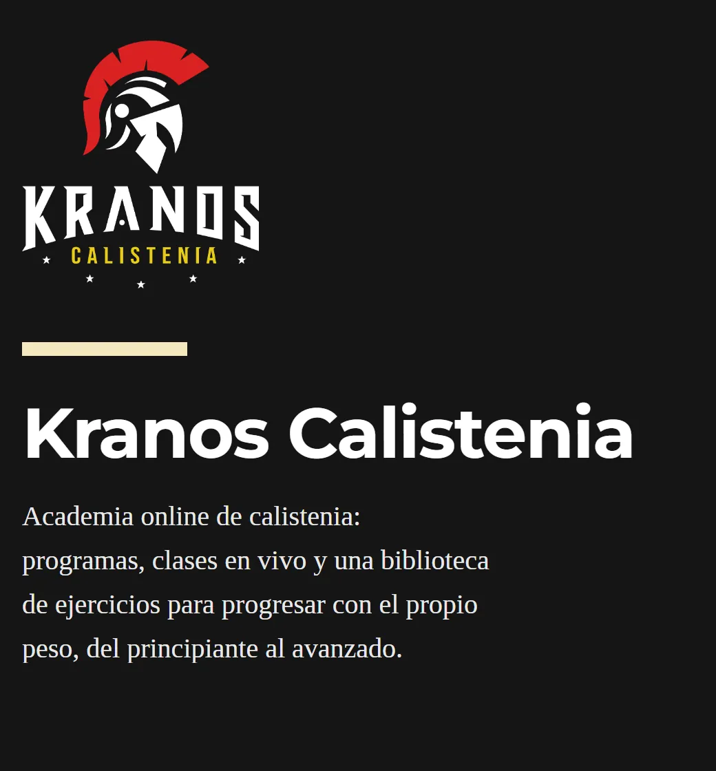 Portada del brandbook de Kranos Calistenia
